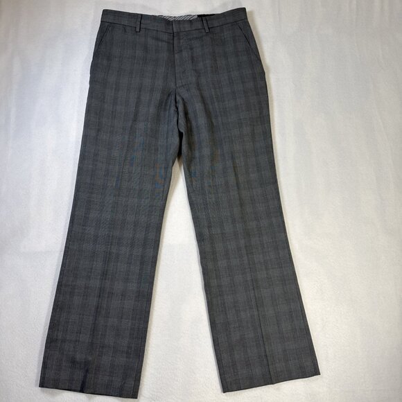 Banana Republic Tailored Fit Dress Pants Mens 33x30 Plaid Gray Mid Rise - Picture 1 of 9